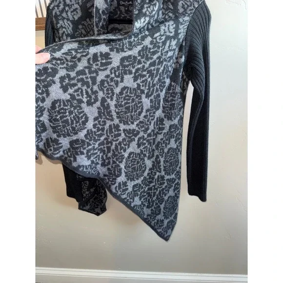 Silvia Novelli Noba Grey Black Damask Merino Wool Blend Cardigan Made in Italy M - Picture 4 of 8